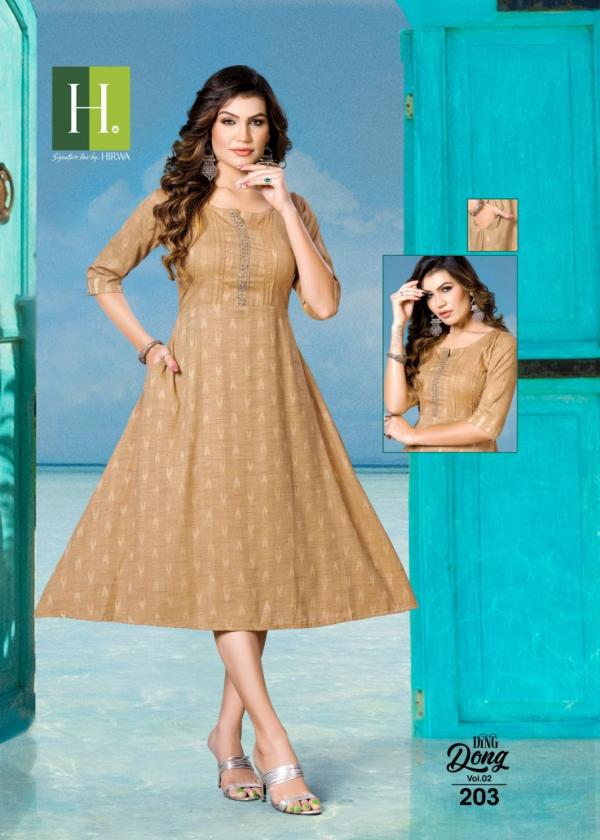 Hirwa Ding Dong 2 Ethnic Rayon Wear Anarkali Kurti Collection